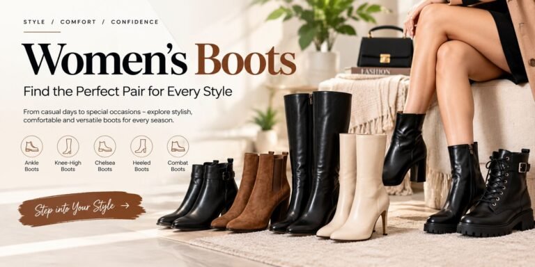 Stylish women’s boots in ankle, knee-high, Chelsea, heeled, and combat styles